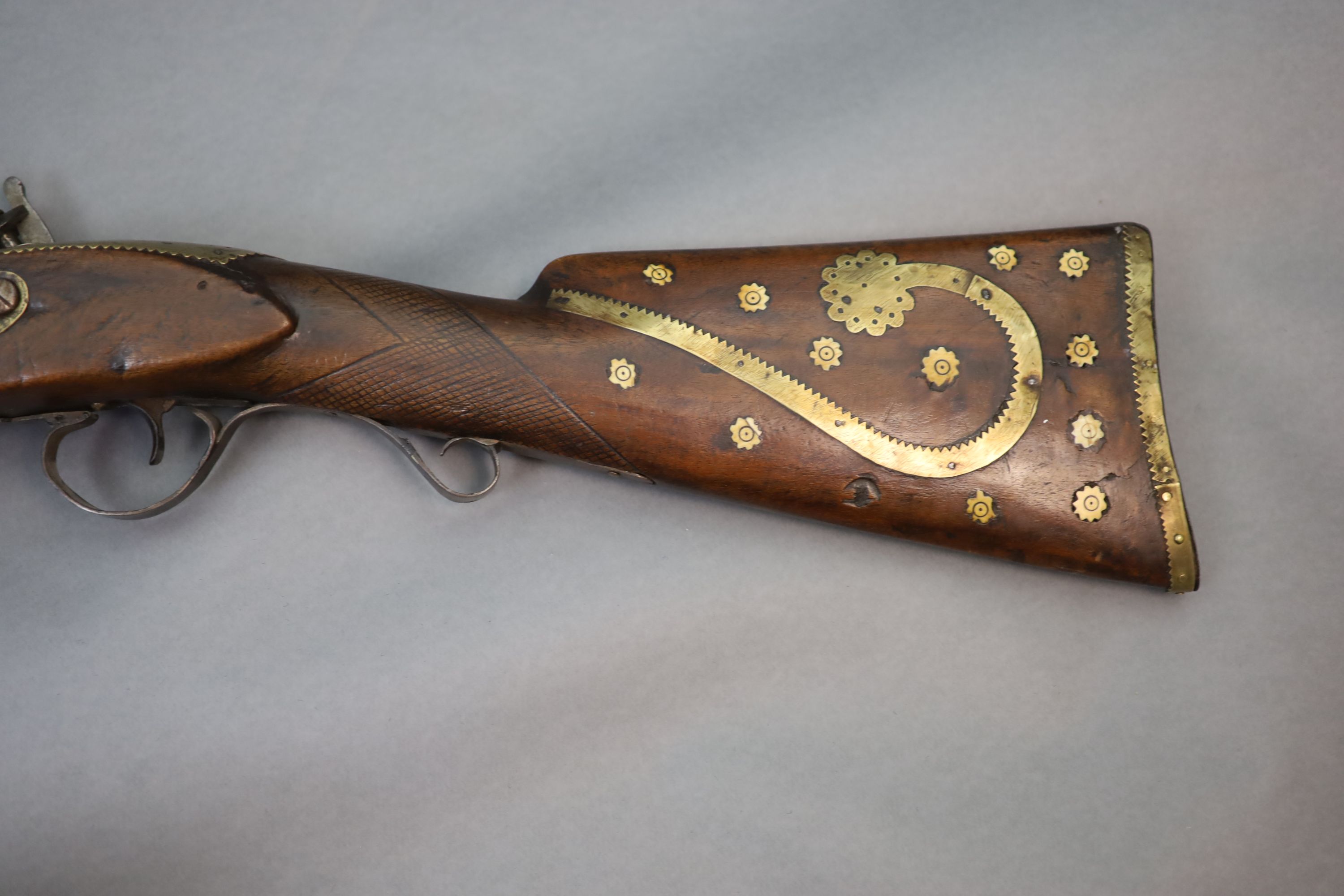 An early 19th century Indian flintlock blunderbuss, East India Company, Total length 95 cm